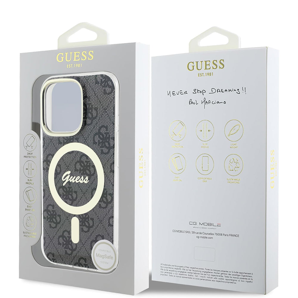 Étui MagSafe pour Apple iPhone 16 Pro Max, Guess, IML 4G, Noir