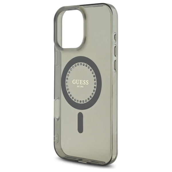 MagSafe Hülle für Apple iPhone 16 Pro Max, Guess, IML Rhinestone, Schwarz
