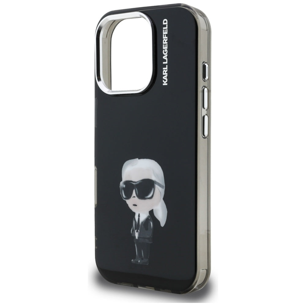 Custodia MagSafe per Apple iPhone 16 Pro Max, Karl Lagerfeld, IML Aquarelle Logo Karl, Nera