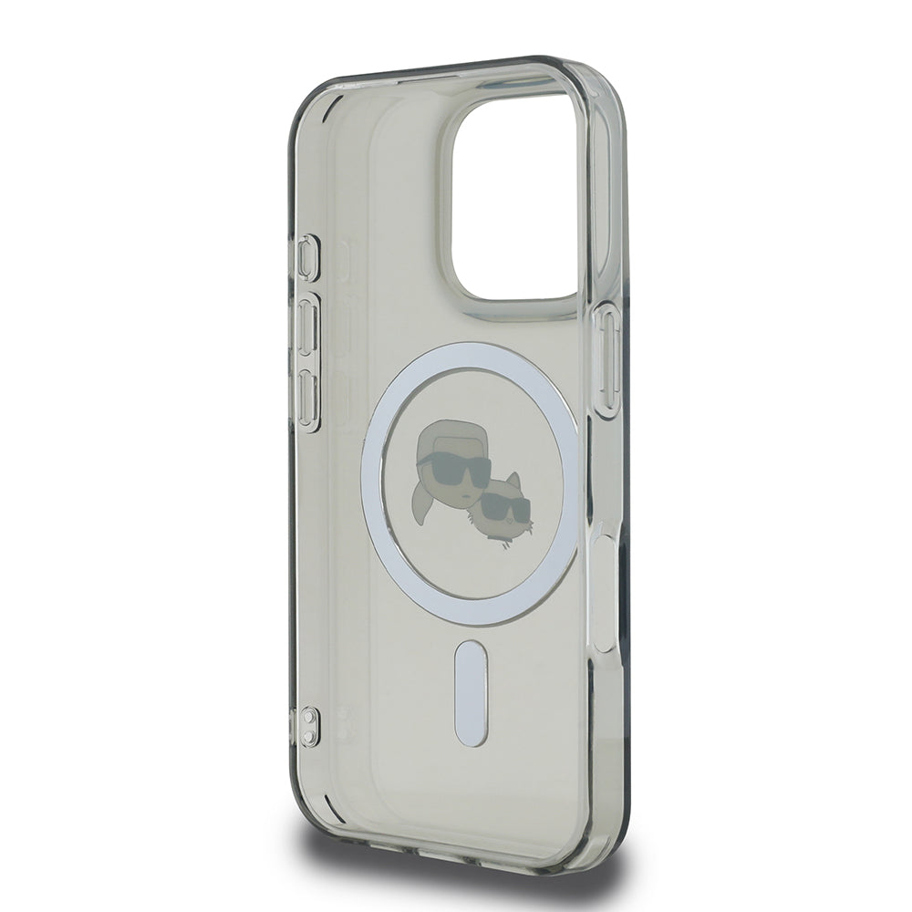 Custodia MagSafe per Apple iPhone 16 Pro Max, Karl Lagerfeld, IML Metal Karl & Choupette's Heads, Nera