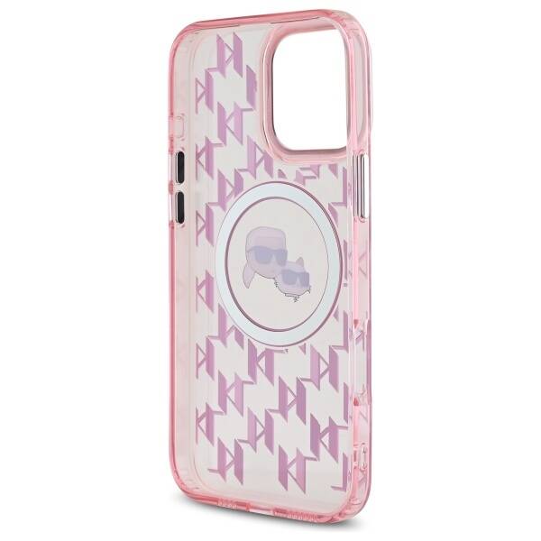Custodia MagSafe per Apple iPhone 16 Pro Max, Karl Lagerfeld, IML Monogramma Karl & Choupette's Heads, Rosa