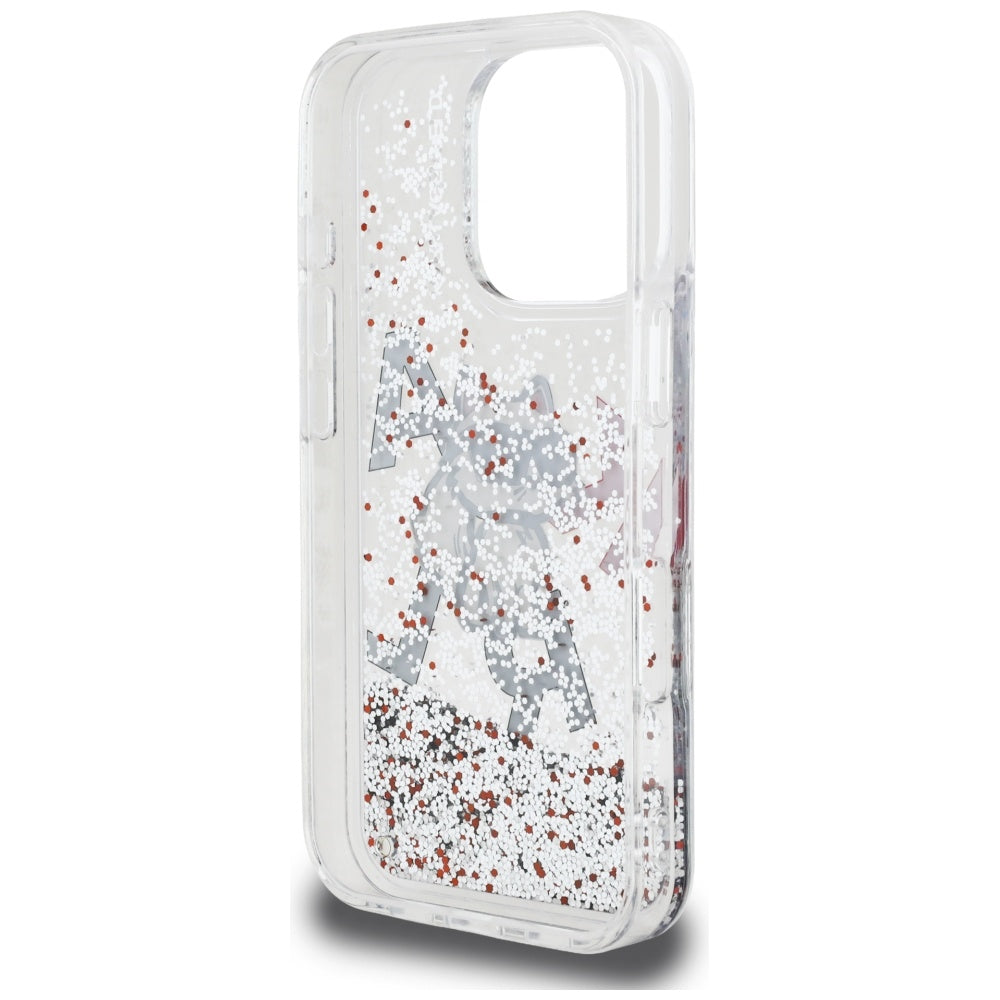 Custodia MagSafe per Apple iPhone 16 Pro Max, Karl Lagerfeld, Liquid Glitter Choupette Logo, Trasparente