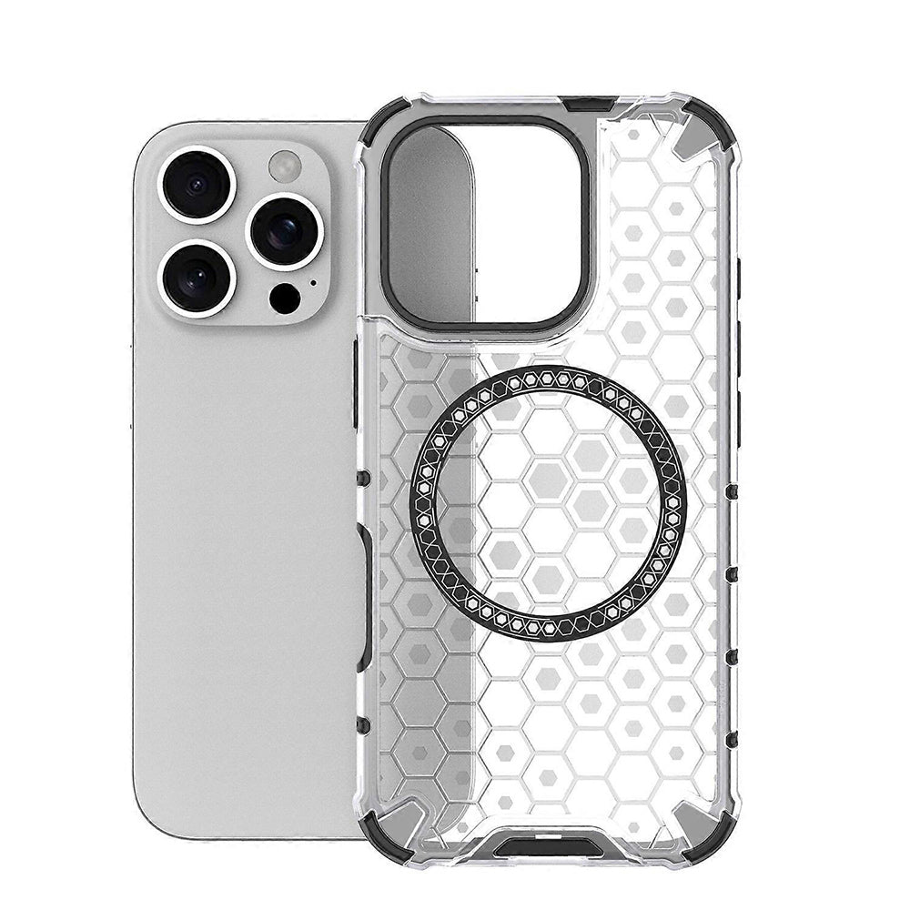 Custodia MagSafe per Apple iPhone 16 Pro Max, Techsuit, HoneyComb Shield, Bianca