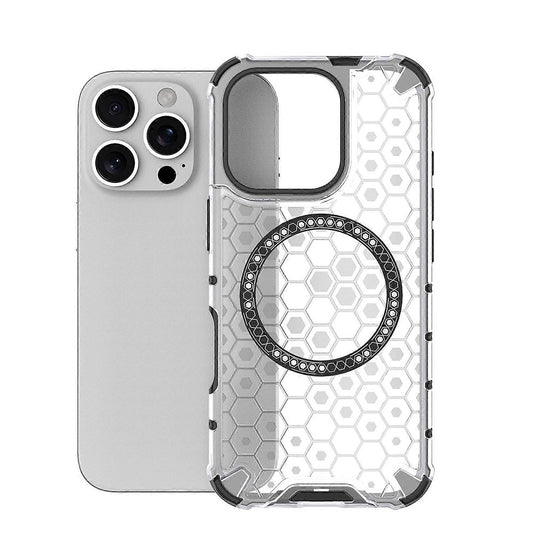 MagSafe Case for Apple iPhone 16 Pro Max, Techsuit, HoneyComb Shield, White