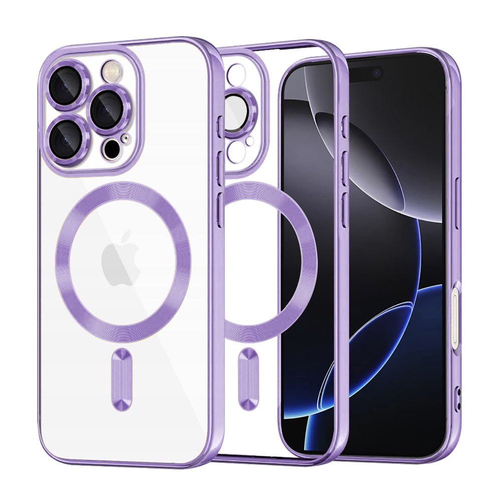 Coque MagSafe pour Apple iPhone 16 Pro Max, Techsuit, Luxury Crystal, Violet Clair