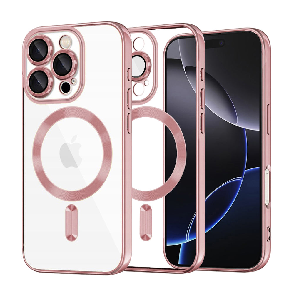 Custodia MagSafe per Apple iPhone 16 Pro Max, Techsuit, Luxury Crystal, Rosa