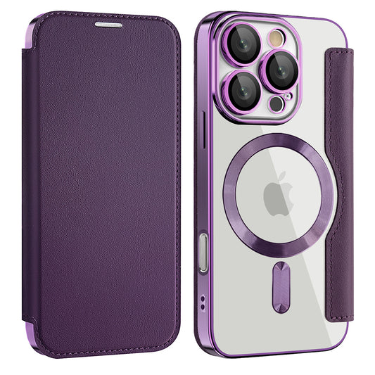 Custodia MagSafe per Apple iPhone 16 Pro Max, Techsuit, SmartMag Book, Viola