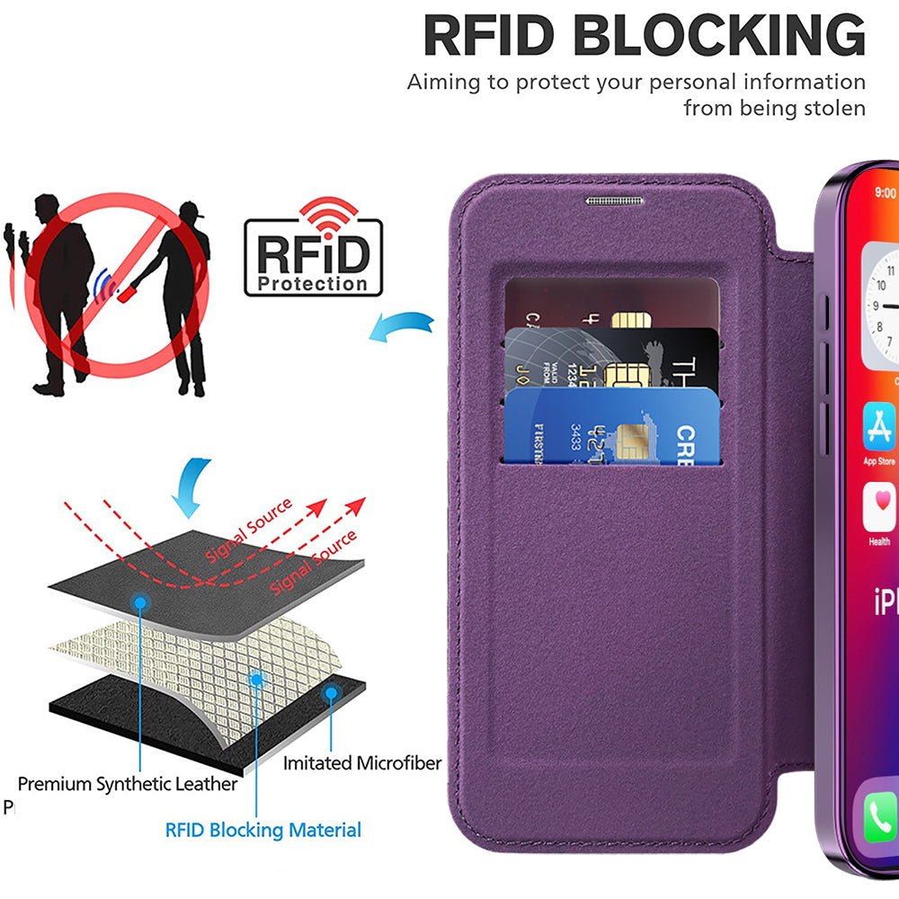 Coque MagSafe pour Apple iPhone 16 Pro Max, Techsuit, SmartMag Book, Violet