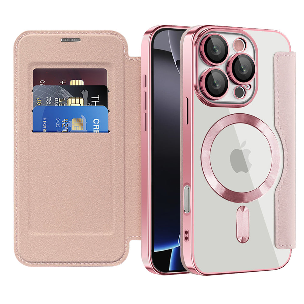 Coque MagSafe pour Apple iPhone 16 Pro Max, Techsuit, SmartMag Book, Rose