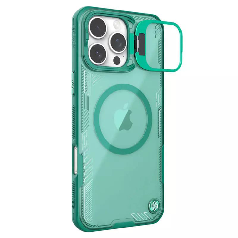 Custodia MagSafe per Apple iPhone 16 Pro, Nillkin, Iceblade Prop con ritaglio per fotocamera, Verde