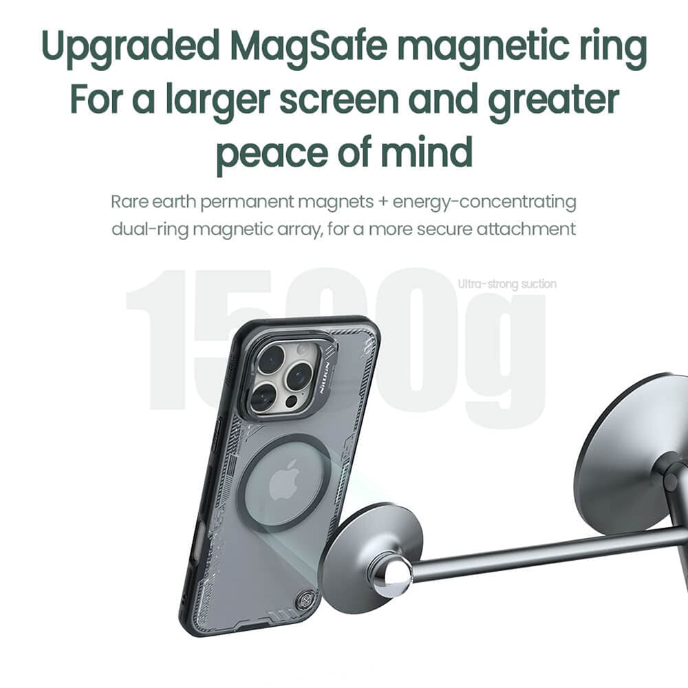 Custodia MagSafe per Apple iPhone 16 Pro, Nillkin, Iceblade Prop con ritaglio per fotocamera, Verde