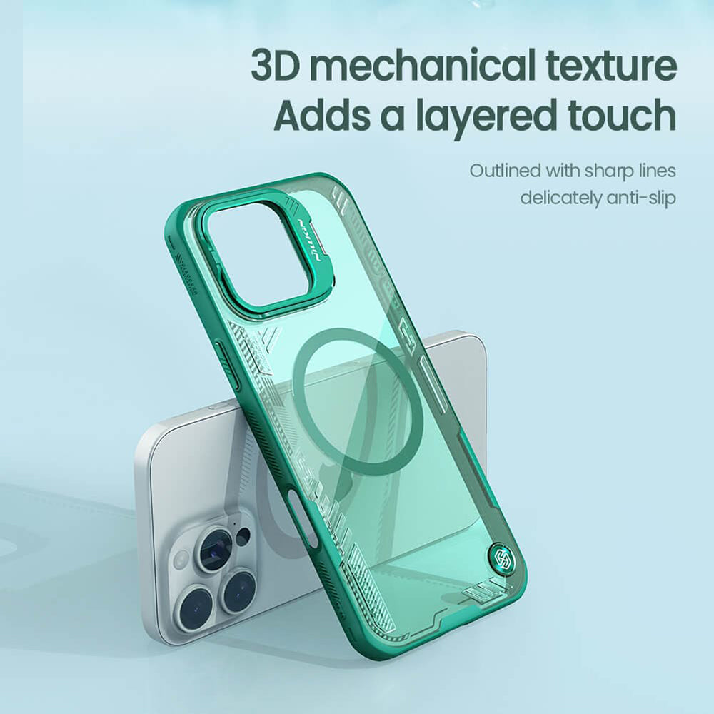 Custodia MagSafe per Apple iPhone 16 Pro, Nillkin, Iceblade Prop con ritaglio per fotocamera, Verde
