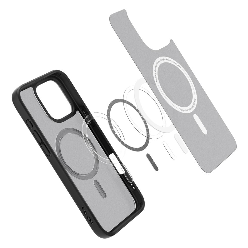 Custodia MagSafe per Apple iPhone 16 Pro, Spigen, Ultra Hybrid, Nero Satinato ACS08134