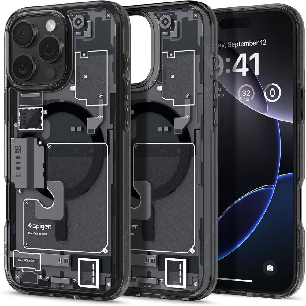 Custodia MagSafe per Apple iPhone 16 Pro, Spigen, Ultra Hybrid Zero One, Nero Opaco ACS08135