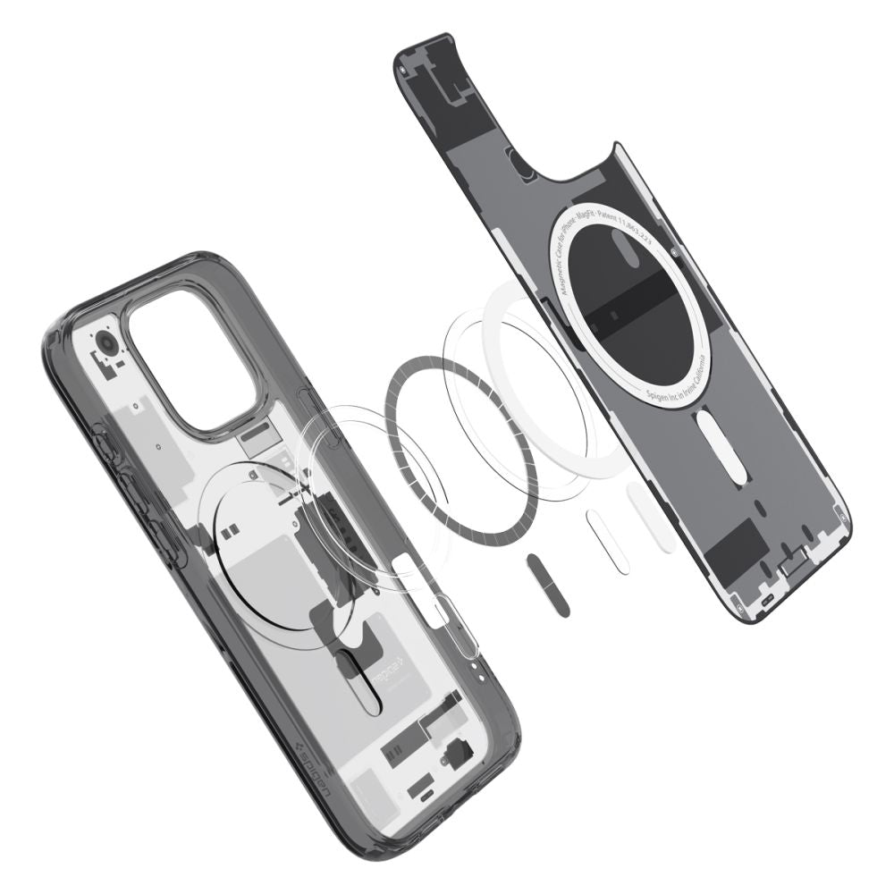 Custodia MagSafe per Apple iPhone 16 Pro, Spigen, Ultra Hybrid Zero One, Nero Opaco ACS08135