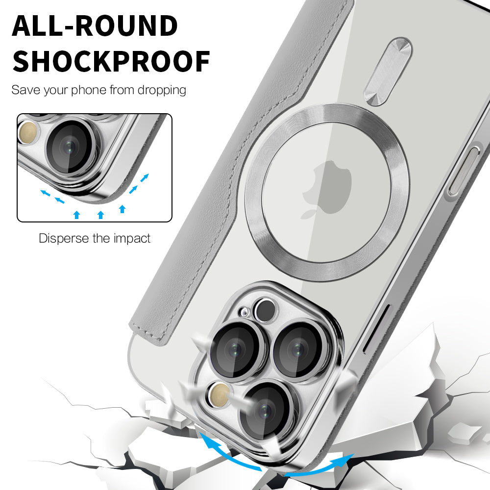 Coque MagSafe pour Apple iPhone 16 Pro, Techsuit, SmartMag Book, Gris