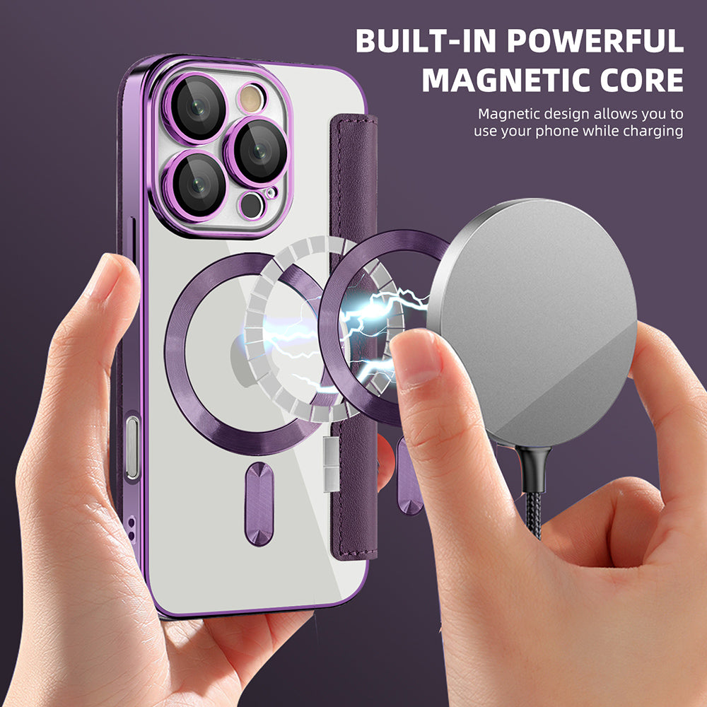 Coque MagSafe pour Apple iPhone 16 Pro, Techsuit, SmartMag Book, Violet