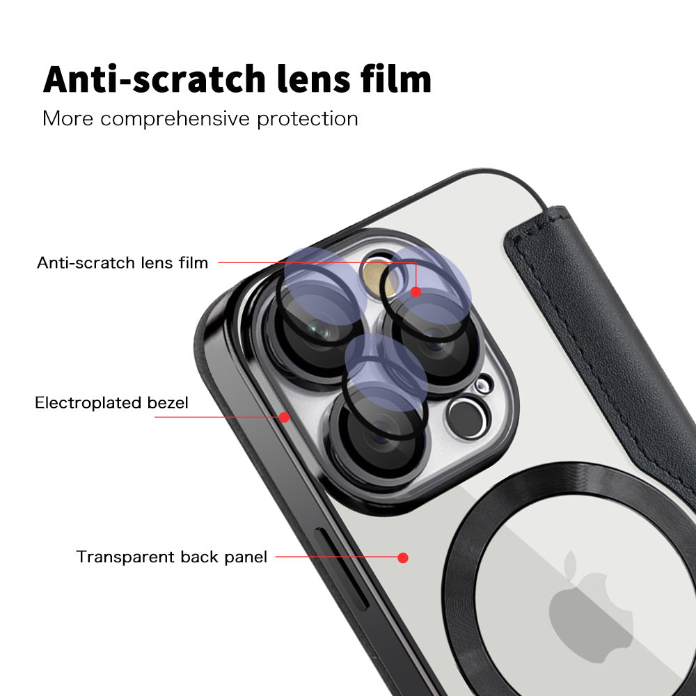 Custodia MagSafe per Apple iPhone 16 Pro, Techsuit, SmartMag Book, Nera