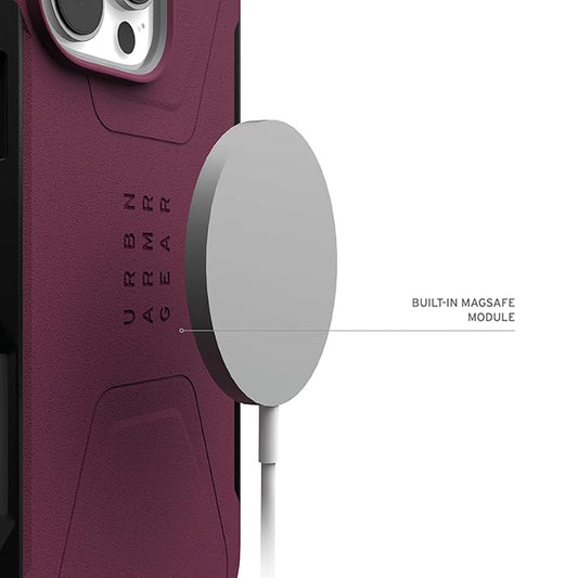 Coque MagSafe pour Apple iPhone 16 Pro, Urban Armor Gear, Civilian, Bordeaux