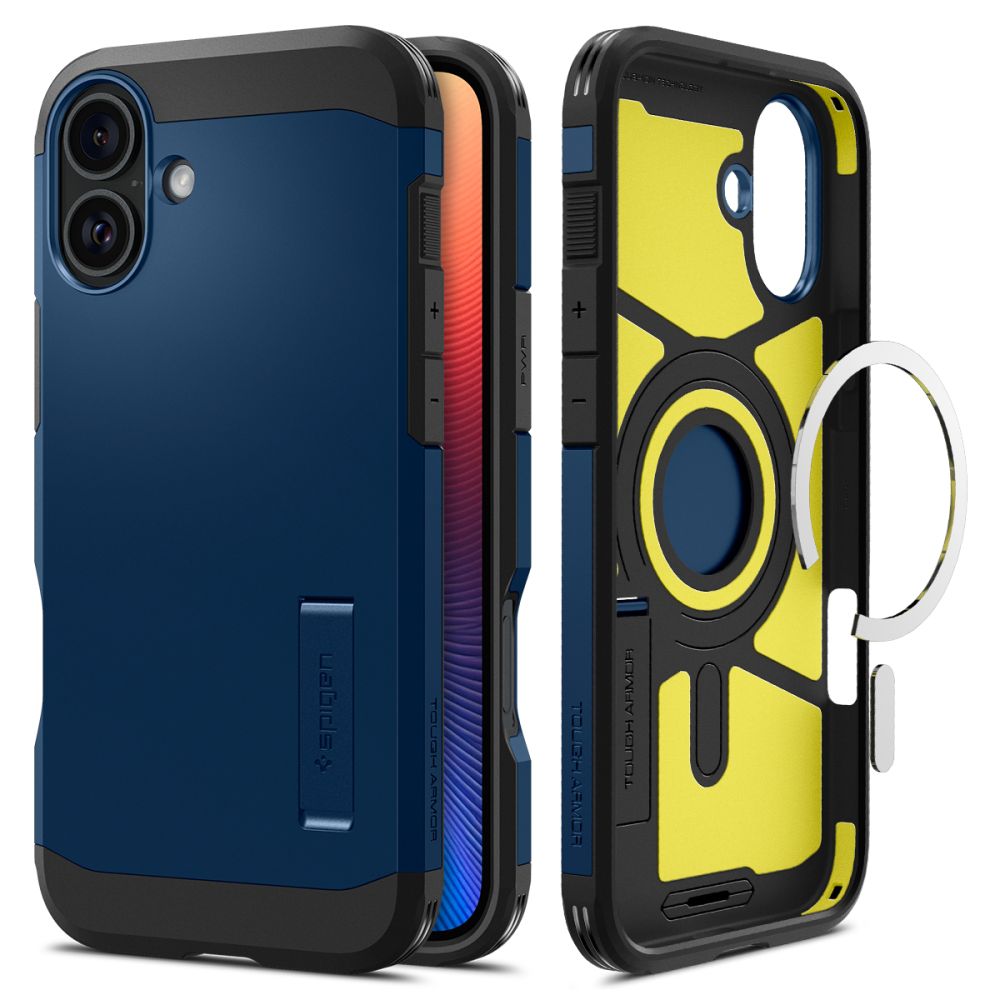 Custodia MagSafe per Apple iPhone 16, Spigen, Tough Armor, Blu Navy ACS08217