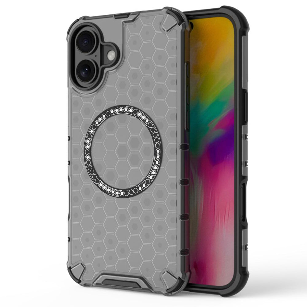 Custodia MagSafe per Apple iPhone 16, Techsuit, HoneyComb Shield, Nera