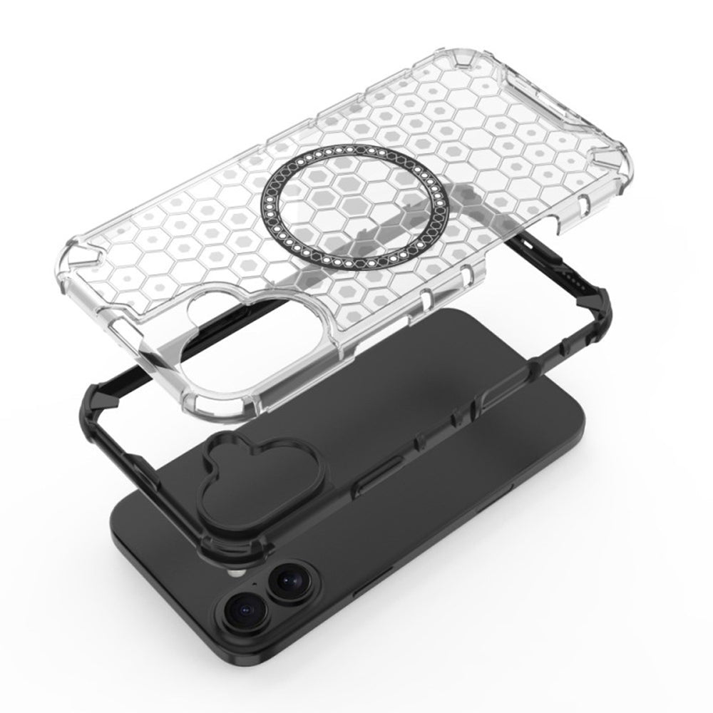 Custodia MagSafe per Apple iPhone 16, Techsuit, HoneyComb Shield, Nera