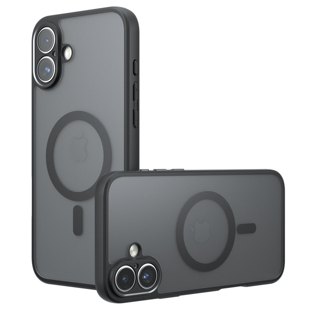 Custodia MagSafe per Apple iPhone 16, Techsuit, PureFrost, Nero Satinato