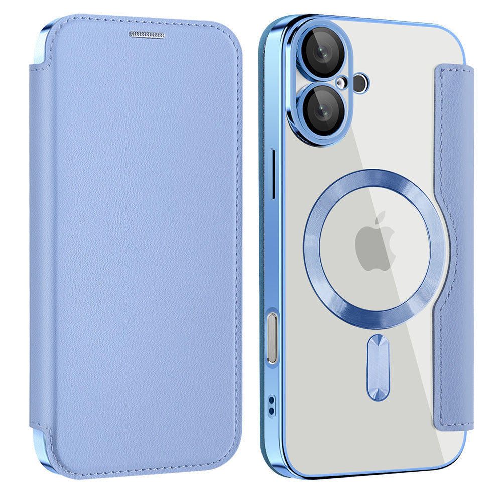 Custodia MagSafe per Apple iPhone 16, Techsuit, SmartMag Book, Blu
