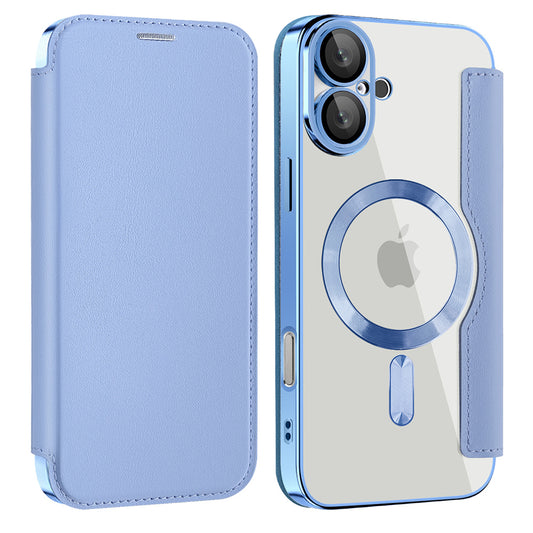 Custodia MagSafe per Apple iPhone 16, Techsuit, SmartMag Book, Blu
