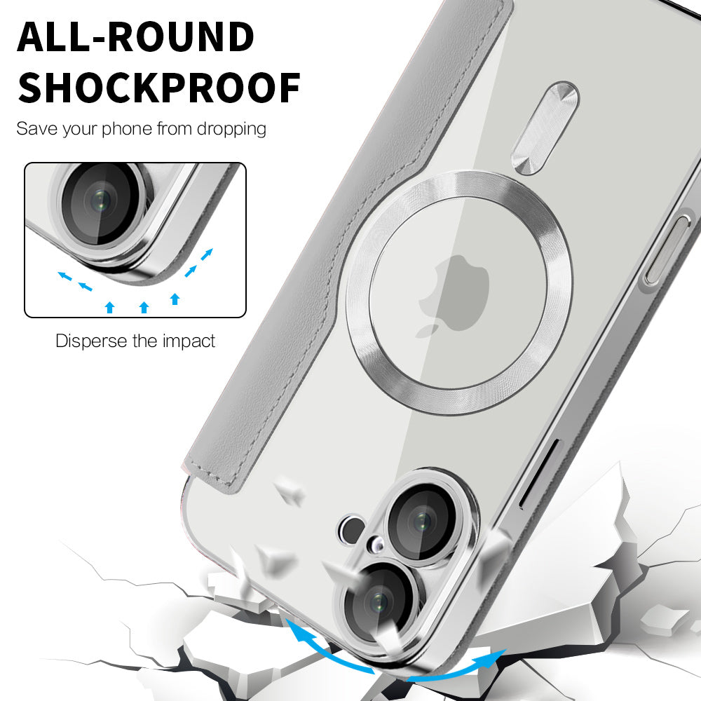 Custodia MagSafe per Apple iPhone 16, Techsuit, SmartMag Book, Grigio