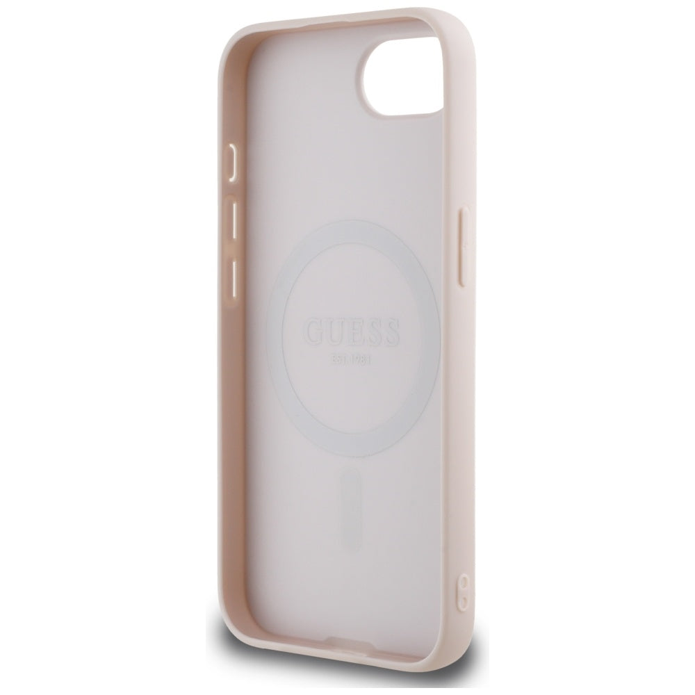 Custodia MagSafe per Apple iPhone 17e / 16e, Guess, Grained Gold Ring, Rosa