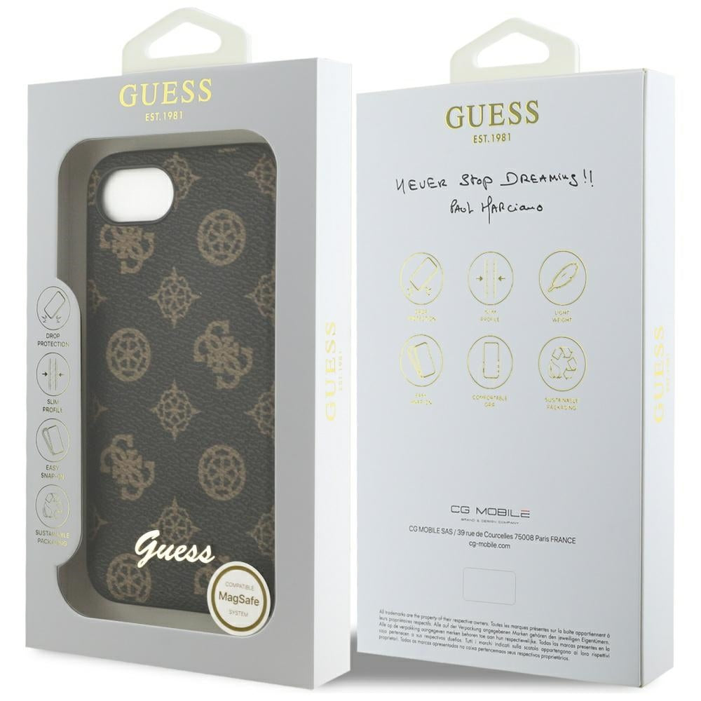 Housse MagSafe pour Apple iPhone 17e / 16e, Guess, Peony Script, Noire