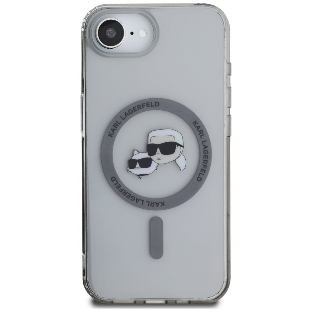 Custodia MagSafe per Apple iPhone 17e / 16e, Karl Lagerfeld, IML Metal Karl & Choupette's Heads, Nera