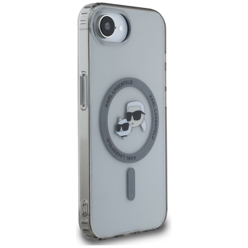 Custodia MagSafe per Apple iPhone 17e / 16e, Karl Lagerfeld, IML Metal Karl & Choupette's Heads, Nera