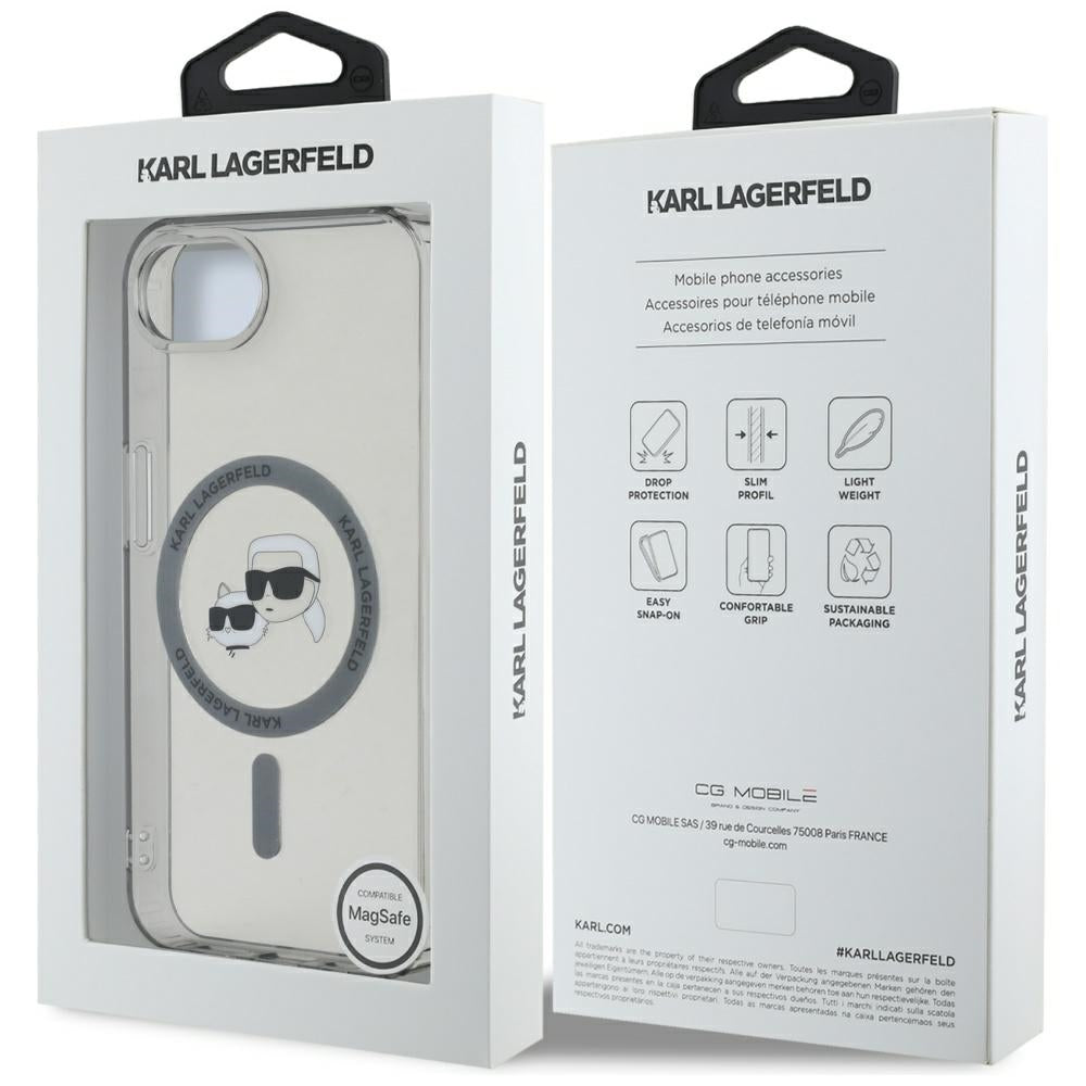 Custodia MagSafe per Apple iPhone 17e / 16e, Karl Lagerfeld, IML Metal Karl & Choupette's Heads, Nera