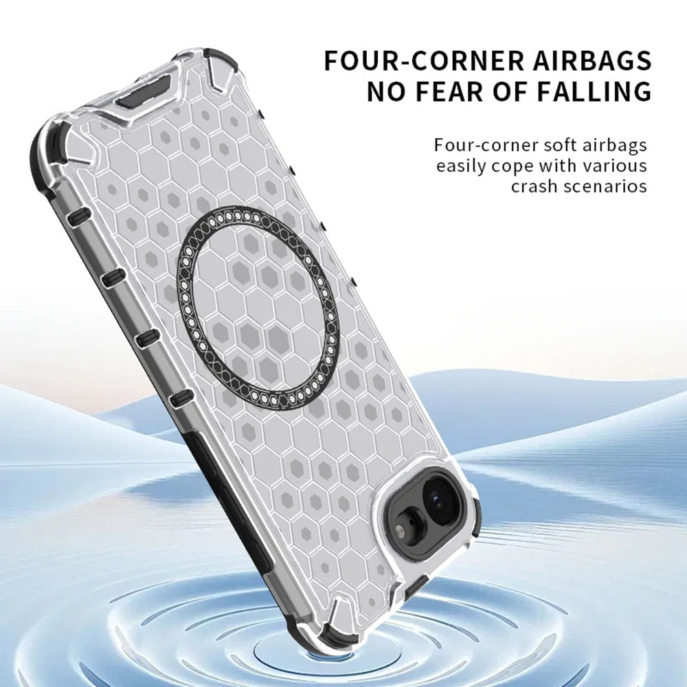 Custodia MagSafe per Apple iPhone 17e / 16e, Techsuit, HoneyComb Shield, Bianca