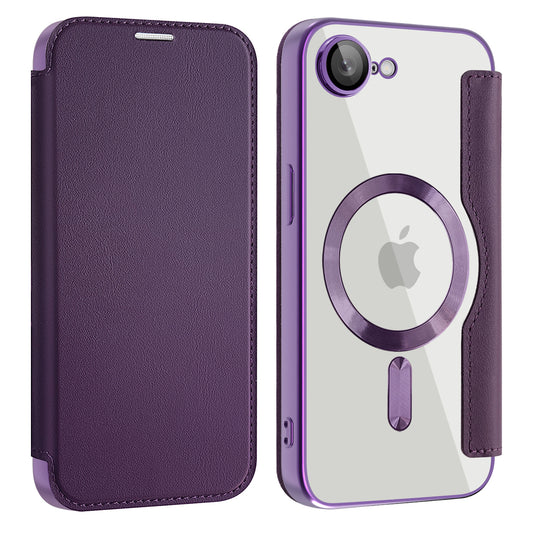 Coque MagSafe pour Apple iPhone 17e / 16e, Techsuit, SmartMag Book, Violet