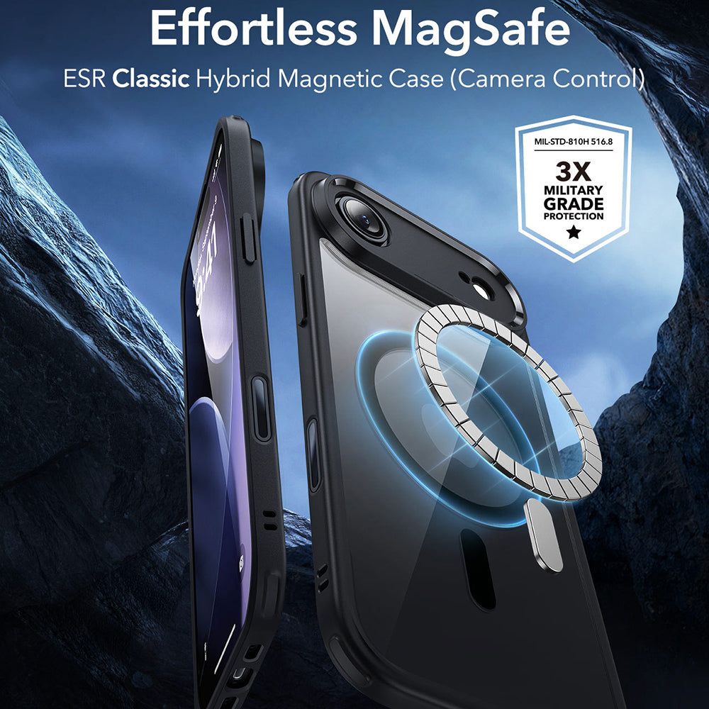 Custodia MagSafe per Apple iPhone 17 Air, ESR, Classic Hybrid, Nera Trasparente
