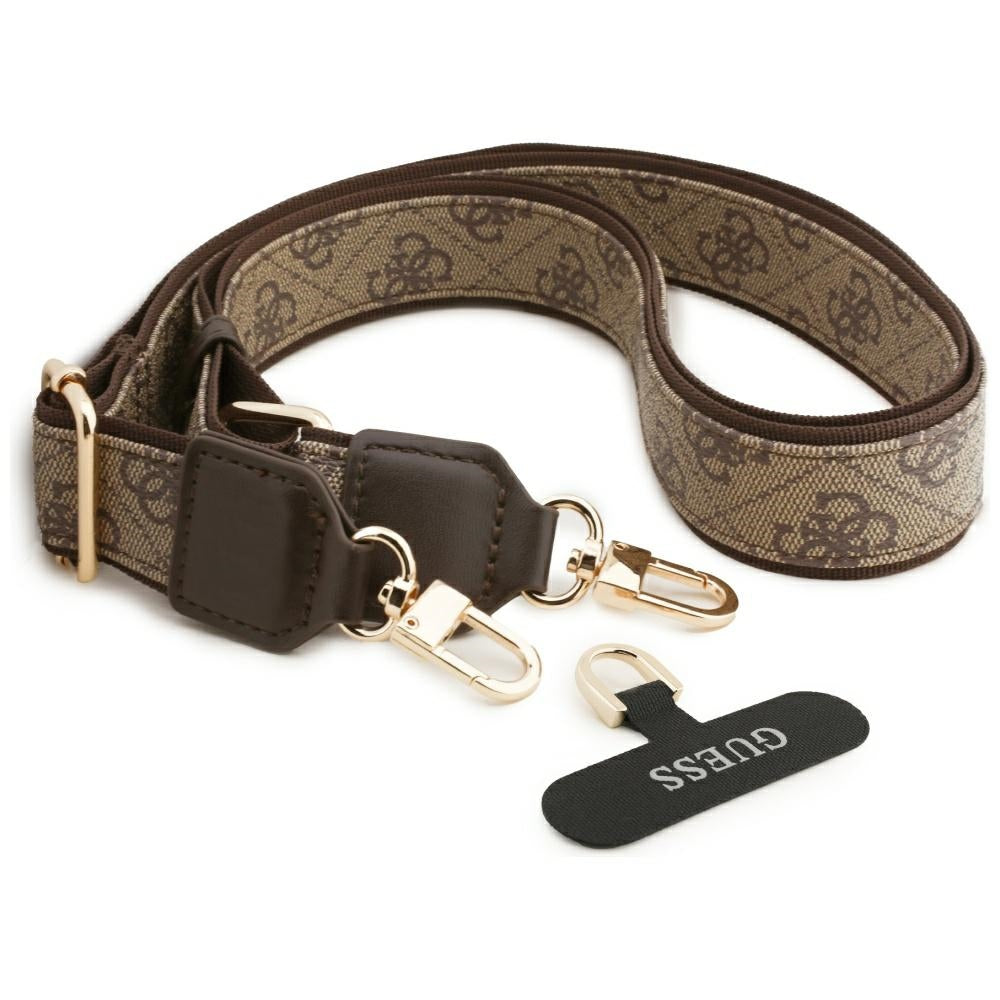 MagSafe Hülle für Apple iPhone 17 Air, Guess, 4G Strass Logo mit großem Riemen, Braun