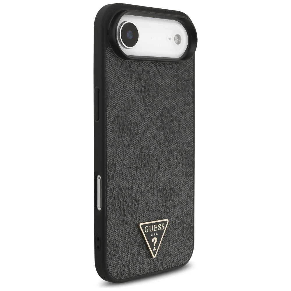 MagSafe Case for Apple iPhone 17 Air, Guess, 4G Triangle Logo with Cord Strap, Black