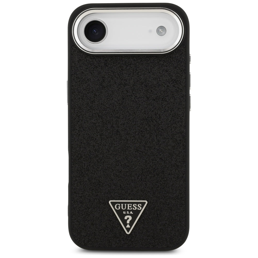Coque MagSafe pour Apple iPhone 17 Air, Guess, Logo Triangle Pailleté, Noire