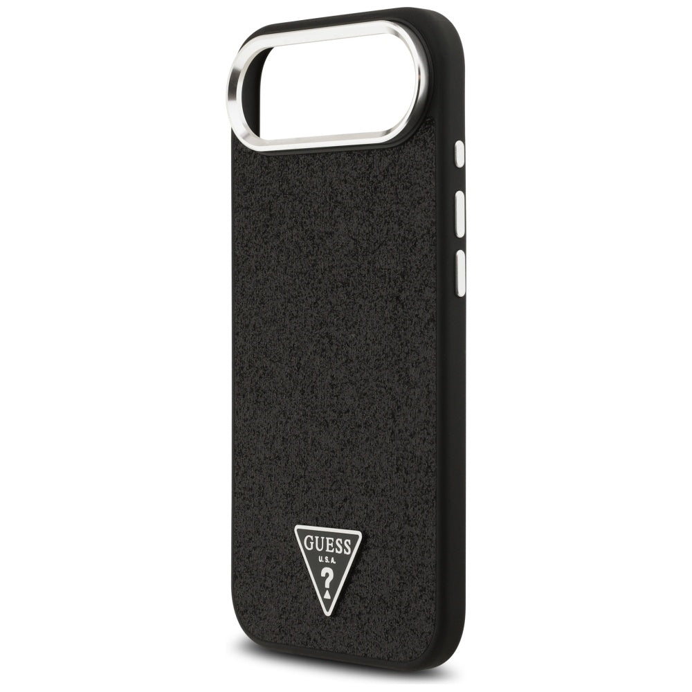 Coque MagSafe pour Apple iPhone 17 Air, Guess, Logo Triangle Pailleté, Noire