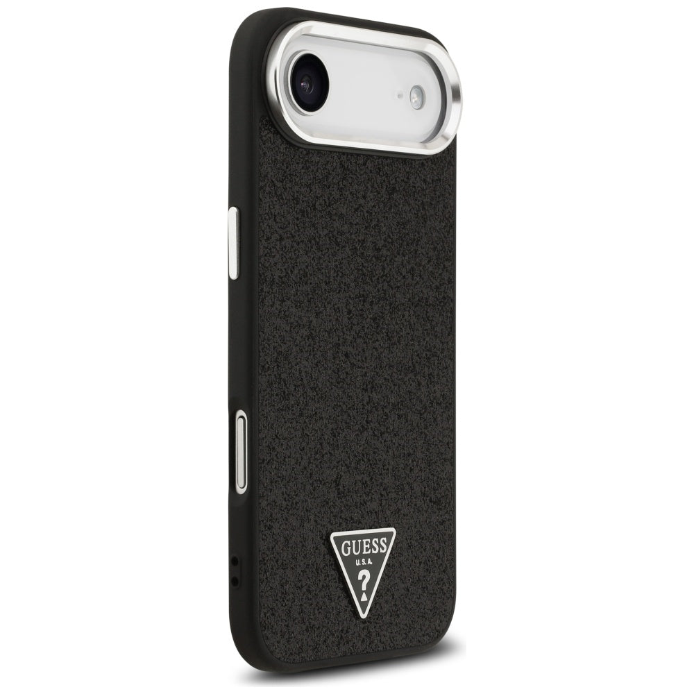 Coque MagSafe pour Apple iPhone 17 Air, Guess, Logo Triangle Pailleté, Noire