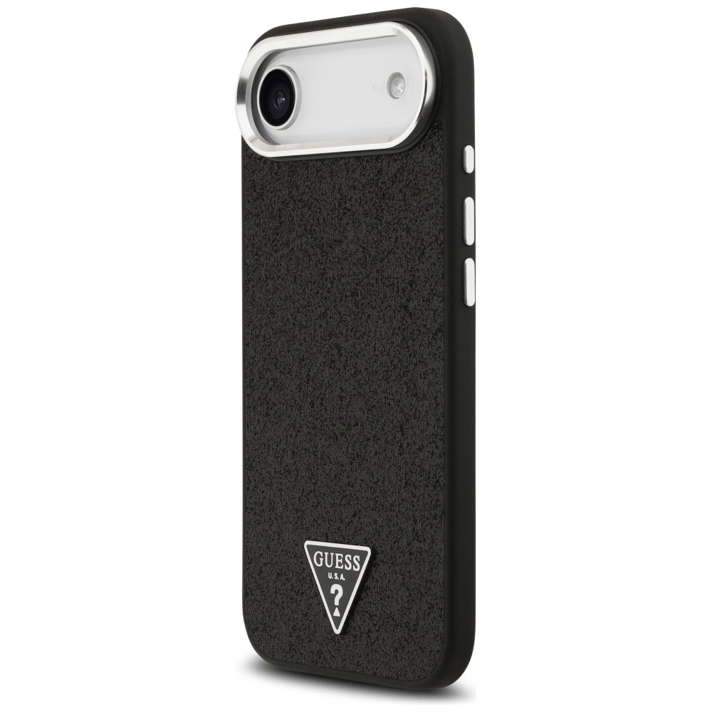 Coque MagSafe pour Apple iPhone 17 Air, Guess, Logo Triangle Pailleté, Noire