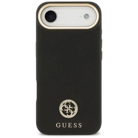 Coque MagSafe pour Apple iPhone 17 Air, Guess, Logo Strass Grainé, Noire