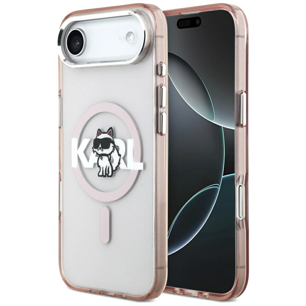 Étui MagSafe pour Apple iPhone 17 Air, Karl Lagerfeld, IML Sketch Logo Choupette, Rose