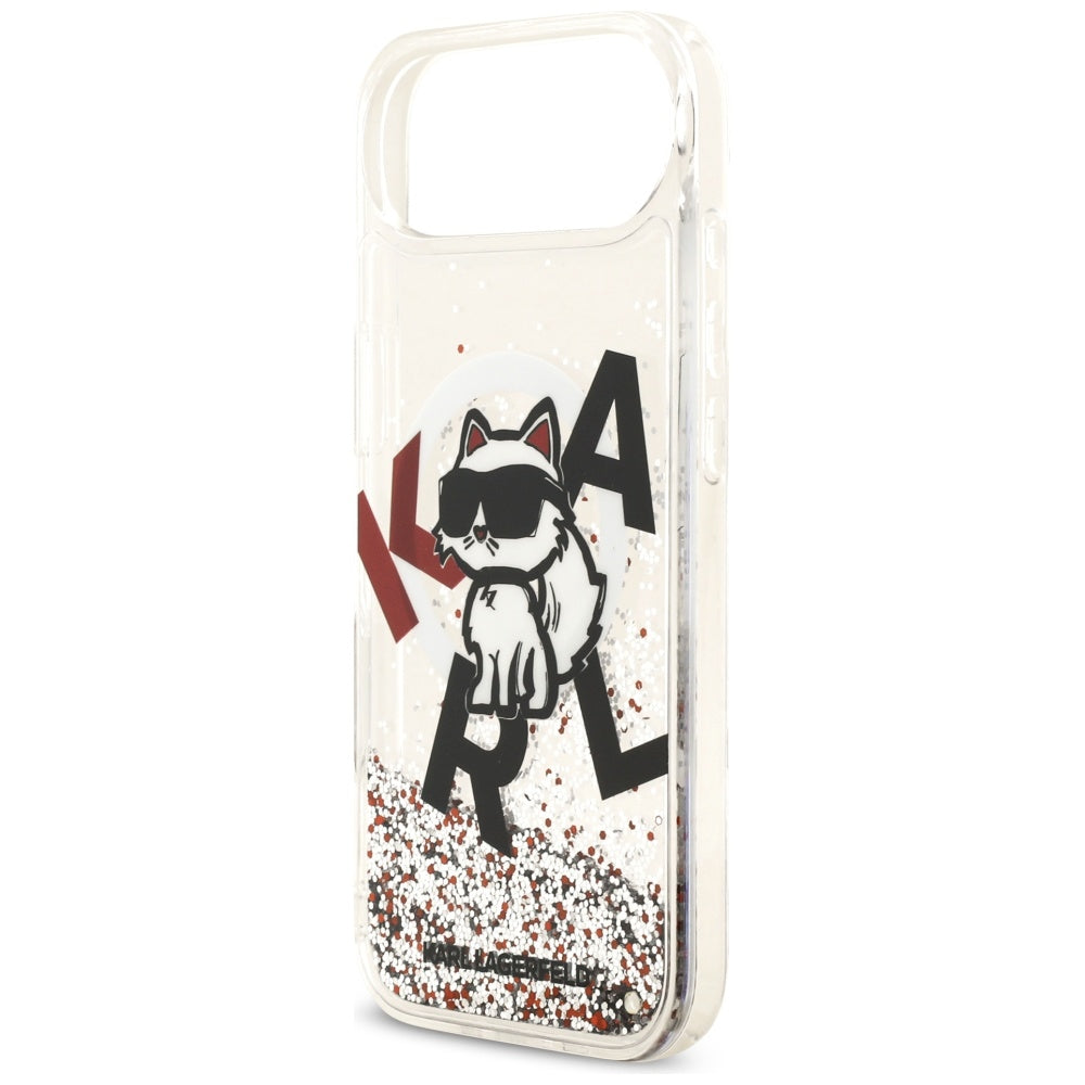 MagSafe Hülle für Apple iPhone 17 Air, Karl Lagerfeld, Liquid Glitter Choupette Logo, Transparent