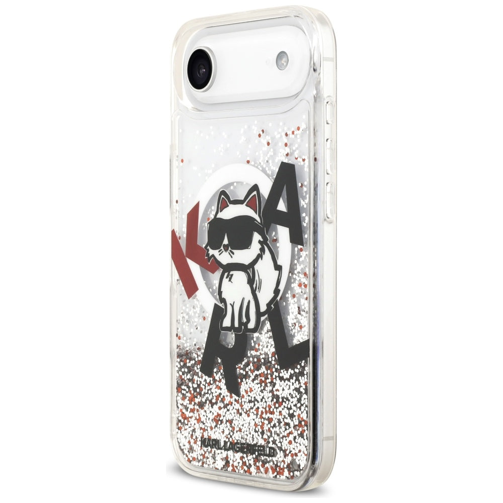 MagSafe Hülle für Apple iPhone 17 Air, Karl Lagerfeld, Liquid Glitter Choupette Logo, Transparent
