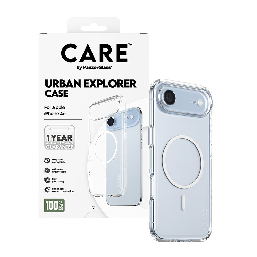 MagSafe Hülle für Apple iPhone 17 Air, PanzerGlass, Care Urban Explorer, Transparent Weiß