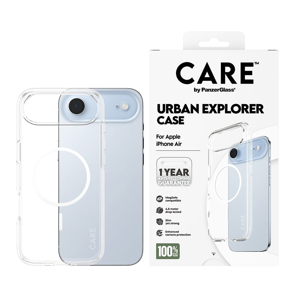 MagSafe Hülle für Apple iPhone 17 Air, PanzerGlass, Care Urban Explorer, Transparent Weiß
